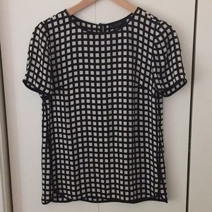 Windowpane checked silk shirt